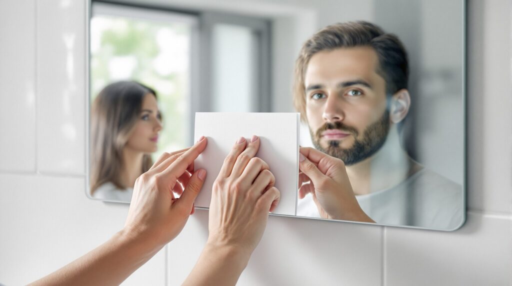 coller sur un miroir
