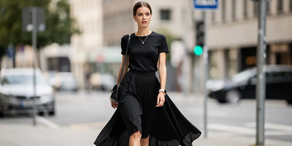 look jupe longue noire ete