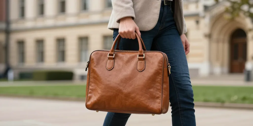 sac etudiante cuir
